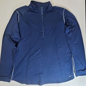 Nike Womens Pullover Size Large Blue Mock Neck Golf Ready Activewear Performance